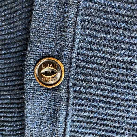 Suede Elbow Patch Blue Shawl Collar Knit Cardigan Sweater M Dark Acadamia Preppy - Picture 8 of 10